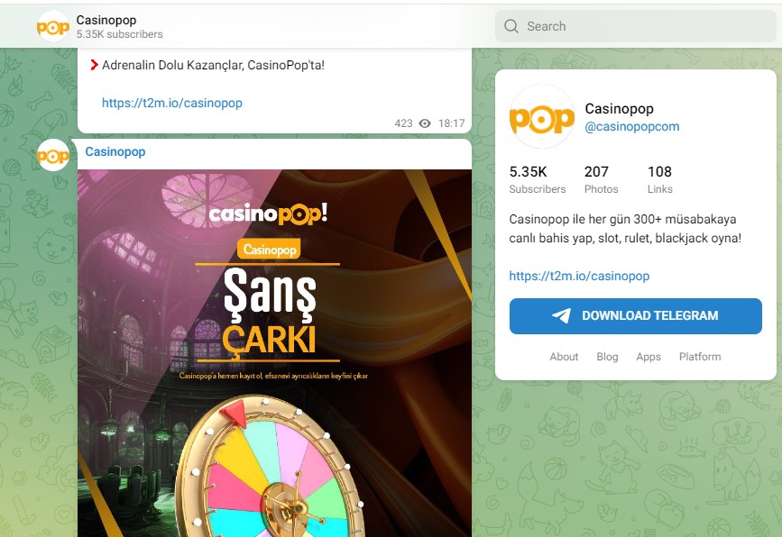 Casinopop Telegram
